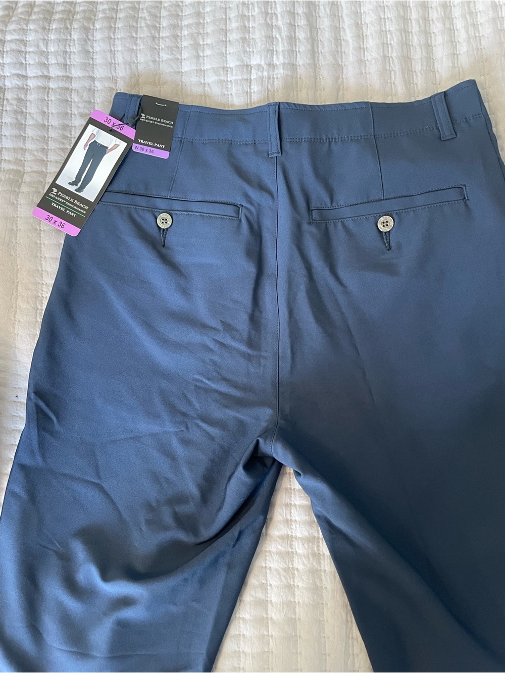 NWT Pebble Beach Dry-Luxe Performance Travel Pant – Dress Blues – W30 x L36